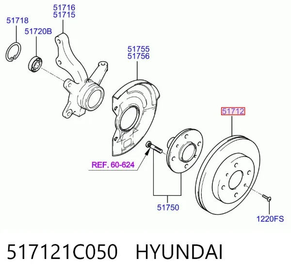 Tarcza hamulcowa przednia 517121C050 Hyundai/Kia