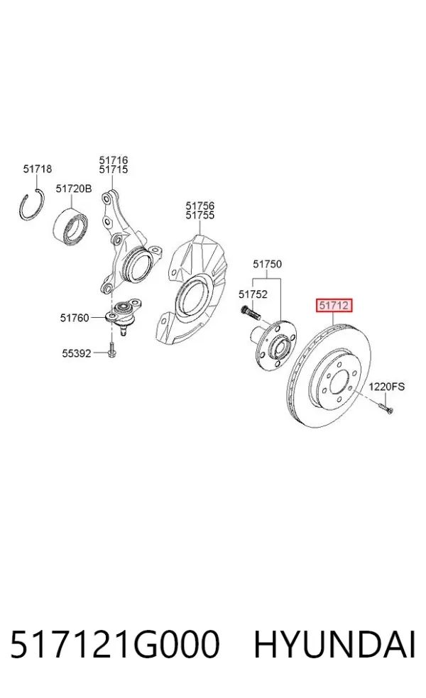 Tarcza hamulcowa przednia 517121G000 Hyundai/Kia