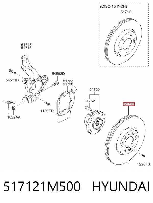 Tarcza hamulcowa przednia 517121M500 Hyundai/Kia