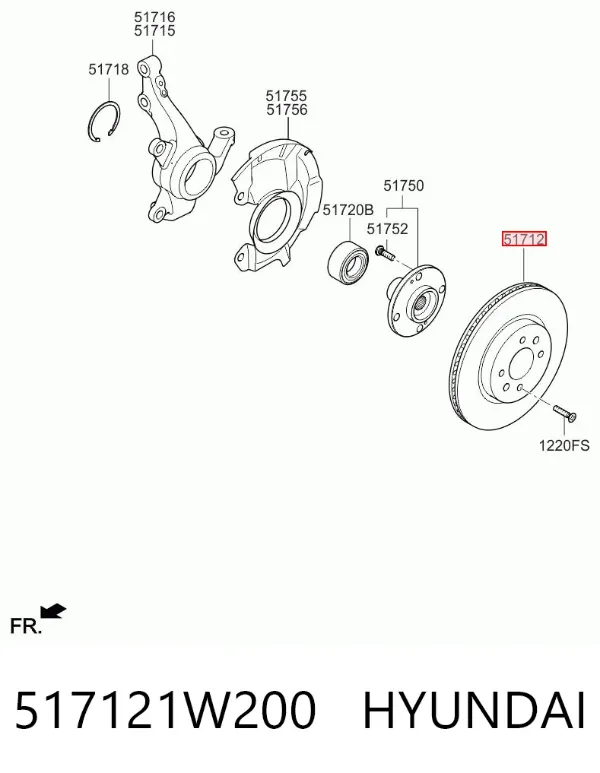 Tarcza hamulcowa przednia 517121W200 Hyundai/Kia