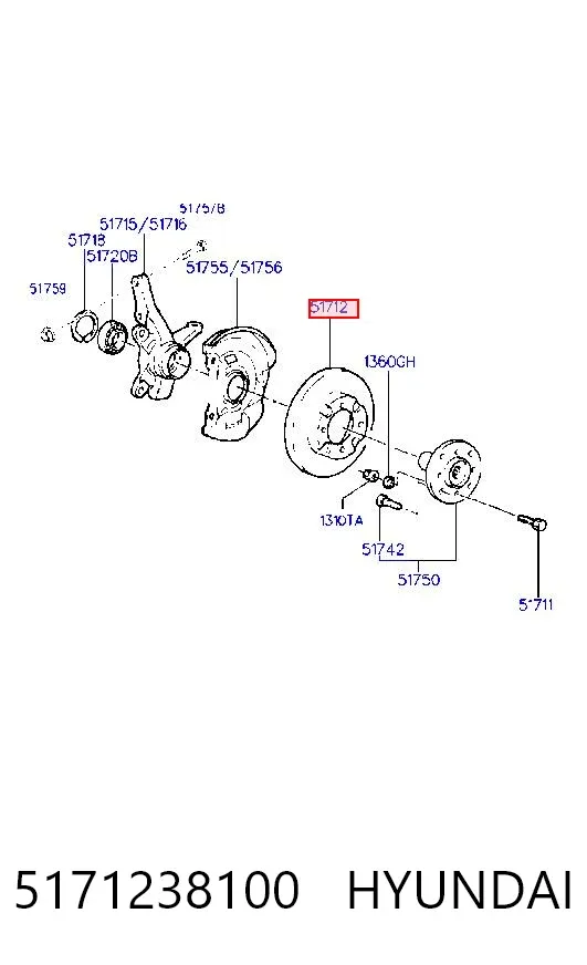 Tarcza hamulcowa przednia 5171238100 Hyundai/Kia