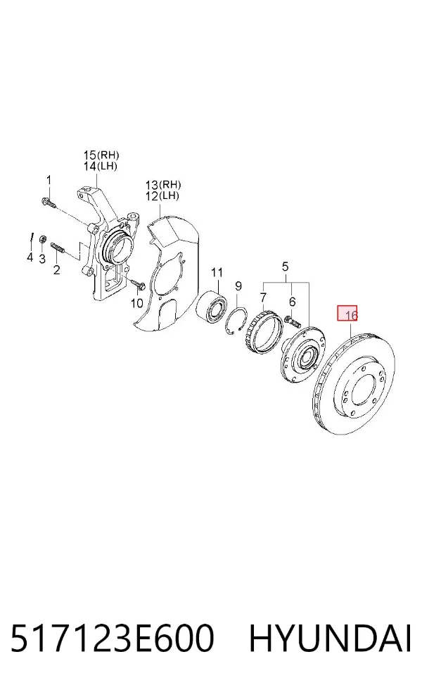 Tarcza hamulcowa przednia 517123E600 Hyundai/Kia