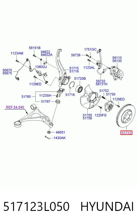 Tarcza hamulcowa przednia 517123L050 Hyundai/Kia
