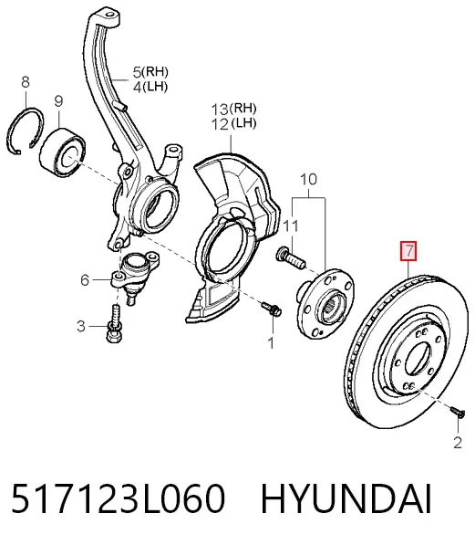 Tarcza hamulcowa przednia 517123L060 Hyundai/Kia