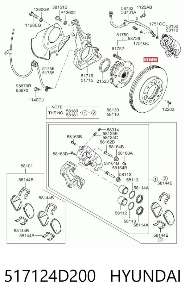 Tarcza hamulcowa przednia 517124D200 Hyundai/Kia