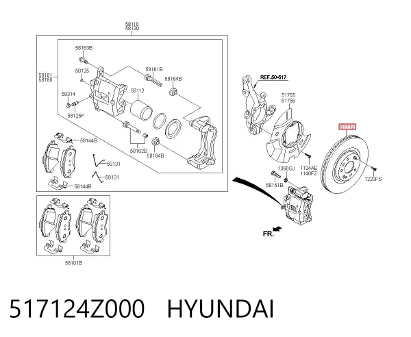 Tarcza hamulcowa przednia 517124Z000 Hyundai/Kia