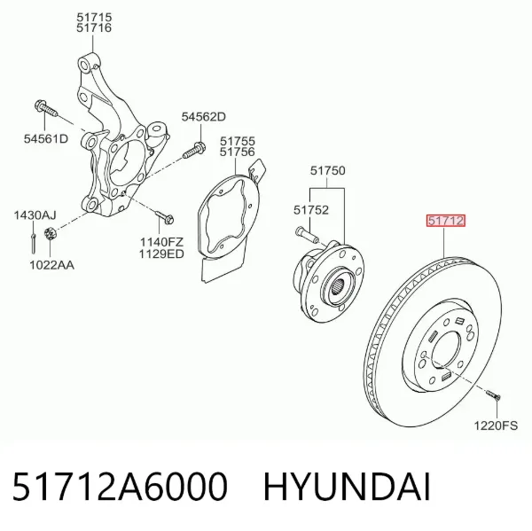 Tarcza hamulcowa przednia 51712A6000 Hyundai/Kia