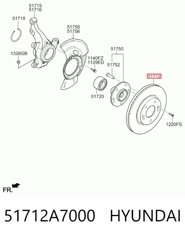 Tarcza hamulcowa przednia 51712A7000 Hyundai/Kia