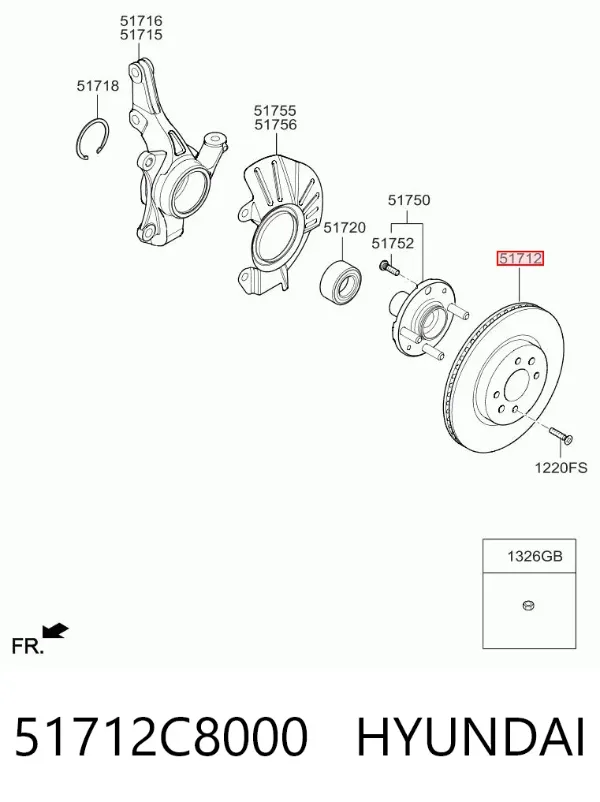 Tarcza hamulcowa przednia 51712C8000 Hyundai/Kia