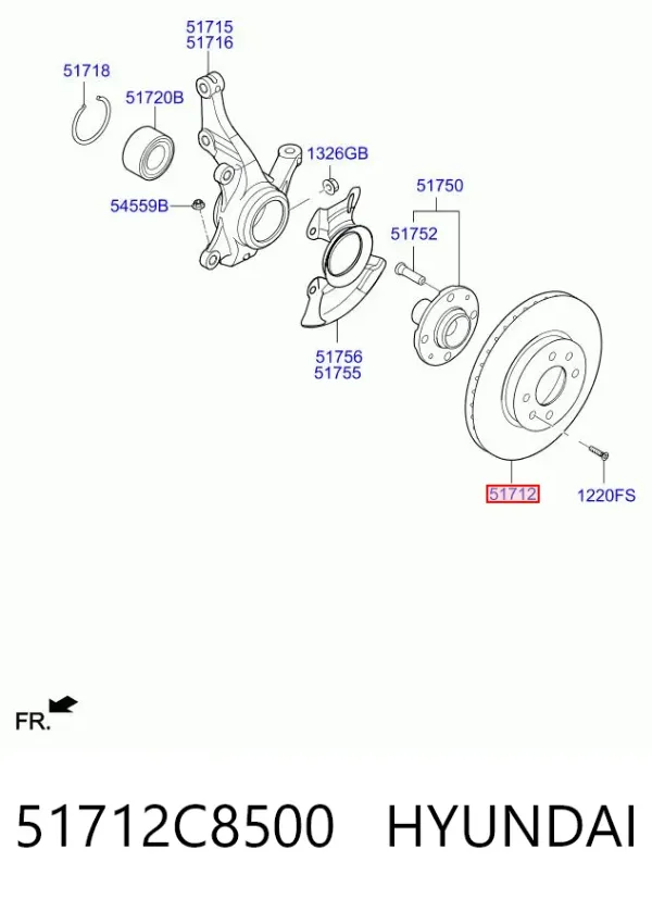 Tarcza hamulcowa przednia 51712C8500 Hyundai/Kia