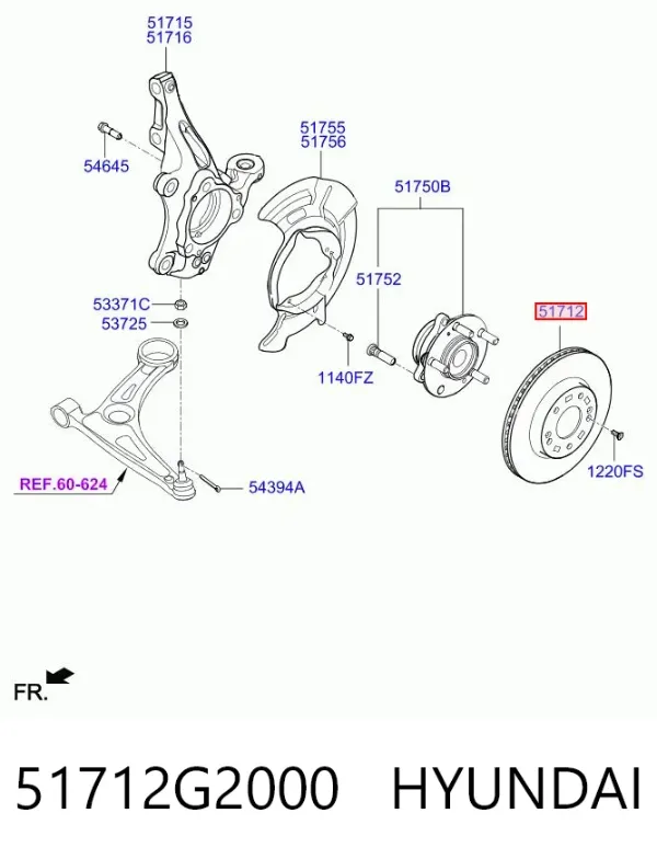 Tarcza hamulcowa przednia 51712G2000 Hyundai/Kia