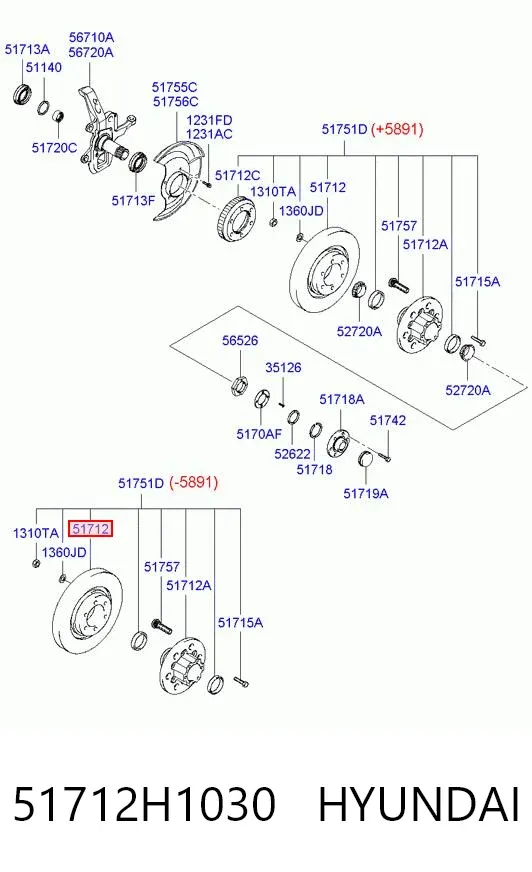Tarcza hamulcowa przednia 51712H1030 Hyundai/Kia