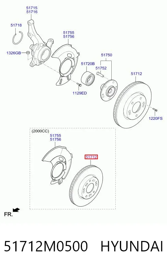 Tarcza hamulcowa przednia 51712M0500 Hyundai/Kia