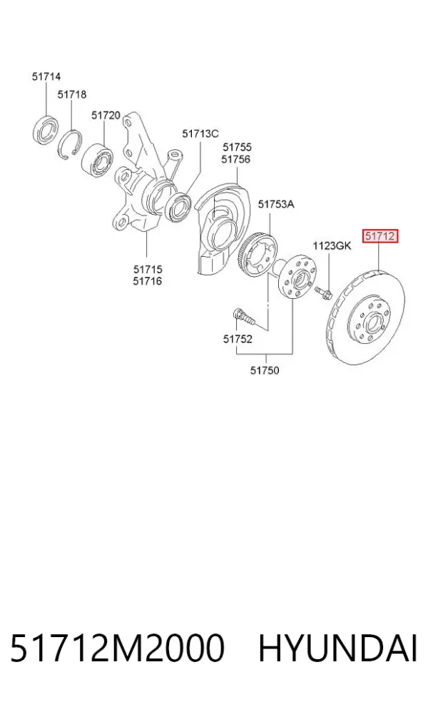 Tarcza hamulcowa przednia 51712M2000 Hyundai/Kia