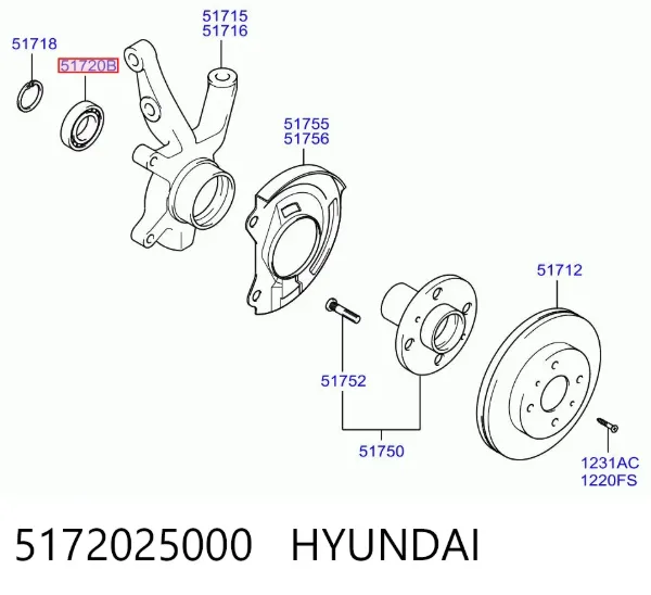 Łożysko piasty przedniej 5172025000 Hyundai/Kia