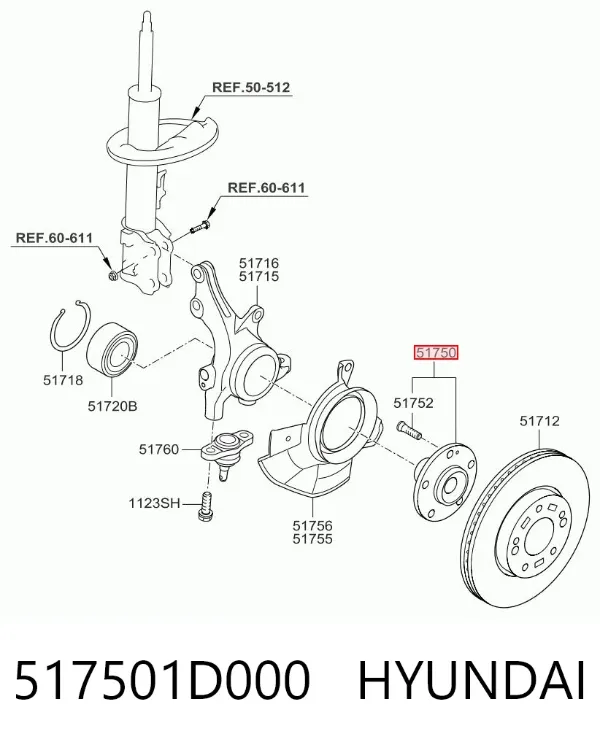 Piasta przednia 517501D000 Hyundai/Kia