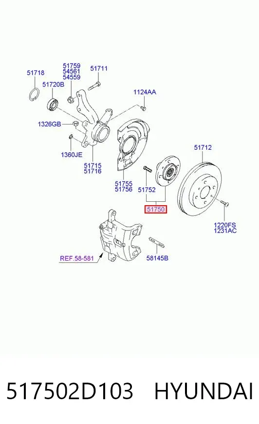 Piasta przednia 517502D103 Hyundai/Kia