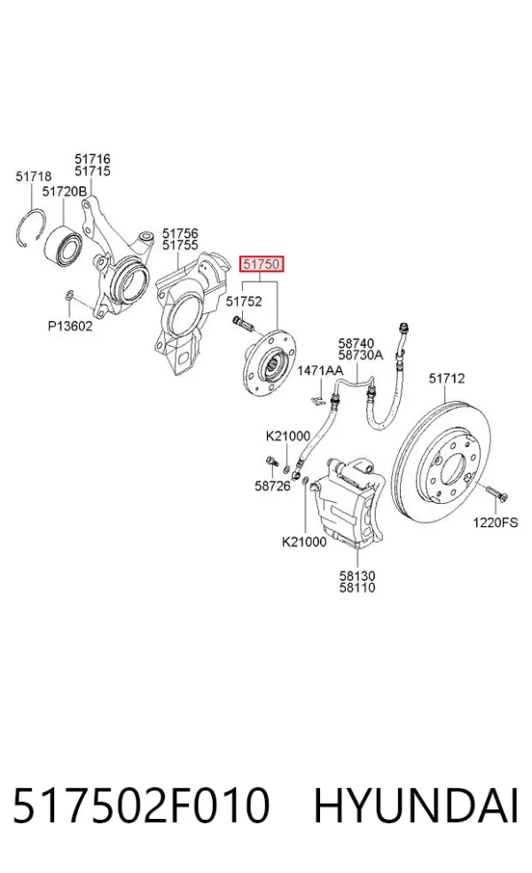 Piasta przednia 517502F010 Hyundai/Kia