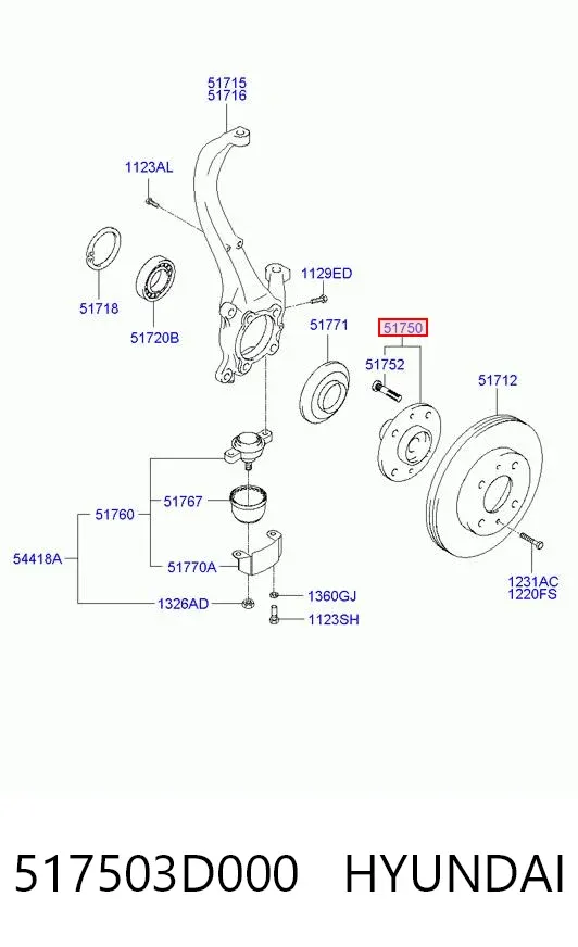 Piasta przednia 517503D000 Hyundai/Kia
