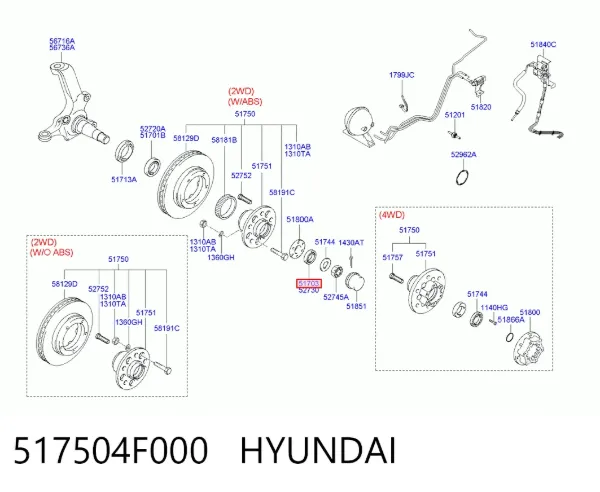Łożysko piasty przedniej 517504F000 Hyundai/Kia