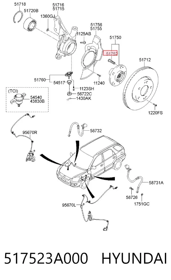 Śruba piasty 517523A000 Hyundai/Kia