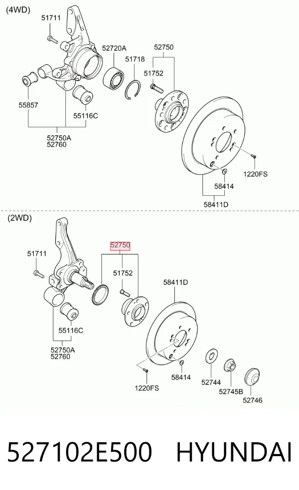 Piasta tylna 527102E500 Hyundai/Kia