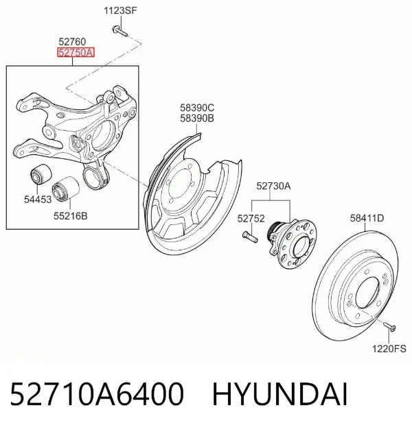 Czop (zwortnica) tylny lewy 52710A6400 Hyundai/Kia