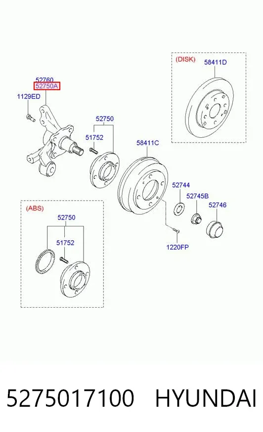Silentblock czopu tylnego 5275017100 Hyundai/Kia