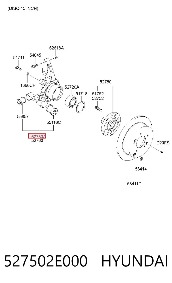 Czop (zwortnica) tylny lewy 527502E000 Hyundai/Kia