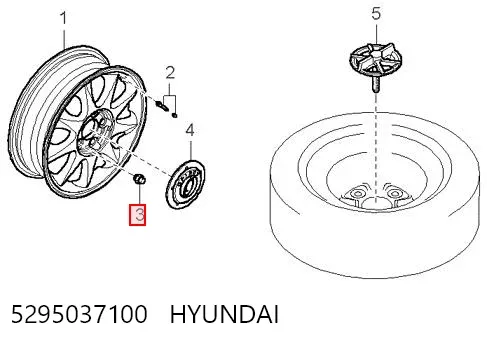 Nakrętka koła 5295037100 Hyundai/Kia