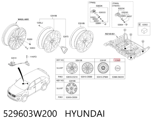 Kołpak do obręczy koła 529603W200 Hyundai/Kia