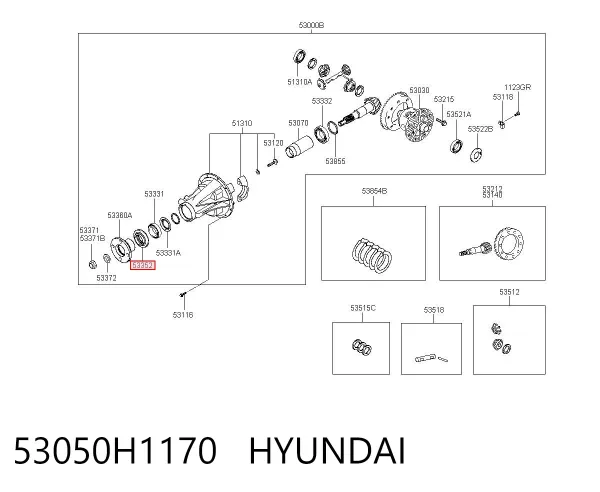 Uszczelniacz końcówki reduktora mostu tylnego 53050H1170 Hyundai/Kia