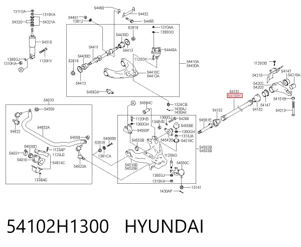 Drążek skrętny przedni lewy 54102H1300 Hyundai/Kia