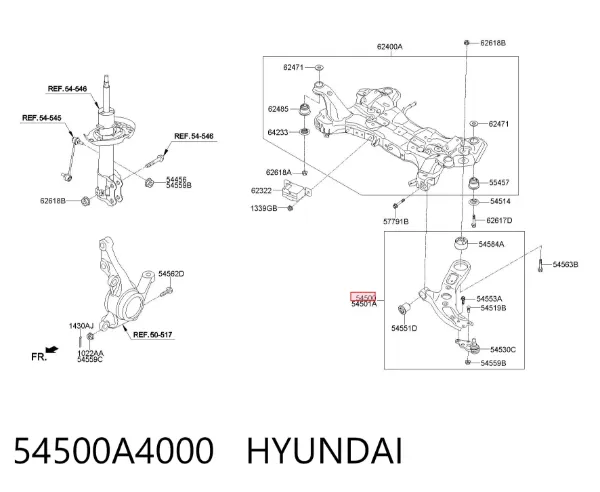 Wahacz zawieszenia przedniego dolny lewy 54500A4000 Hyundai/Kia