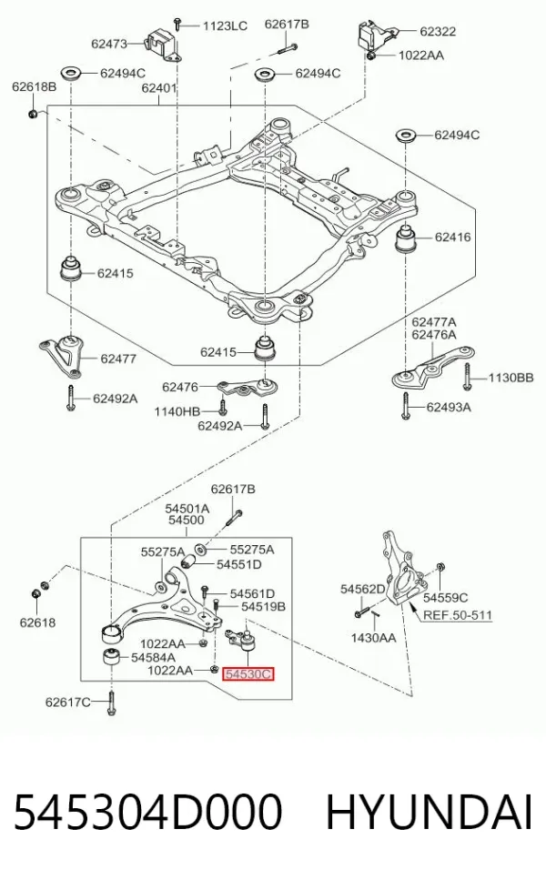 Sworzeń wahacza dolny 545304D000 Hyundai/Kia