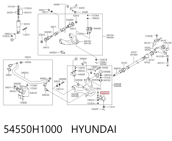 Sworzeń wahacza dolny 54550H1000 Hyundai/Kia
