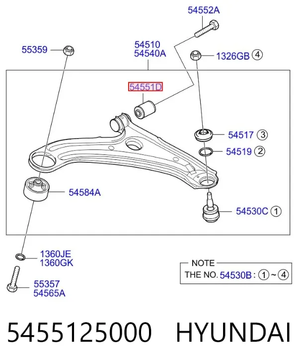 Silentblock przedniego wahacza dolnego 5455125000 Hyundai/Kia
