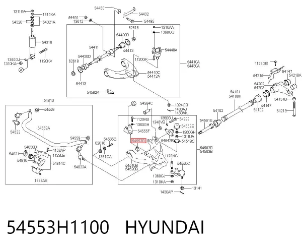 Silentblock przedniego wahacza dolnego 54553H1100 Hyundai/Kia