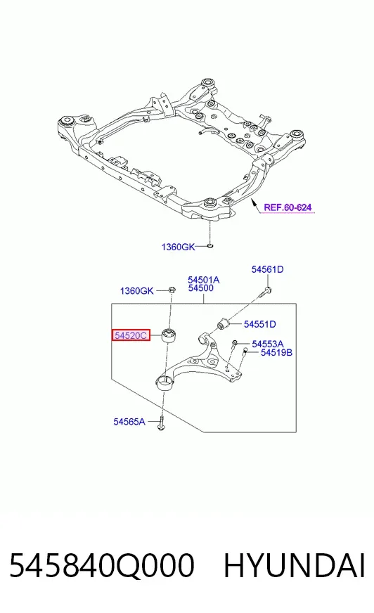 Silentblock przedniego wahacza dolnego 545840Q000 Hyundai/Kia