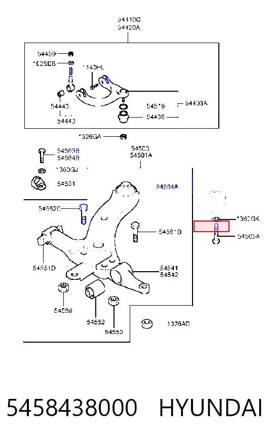 Silentblock przedniego wahacza dolnego 5458438000 Hyundai/Kia
