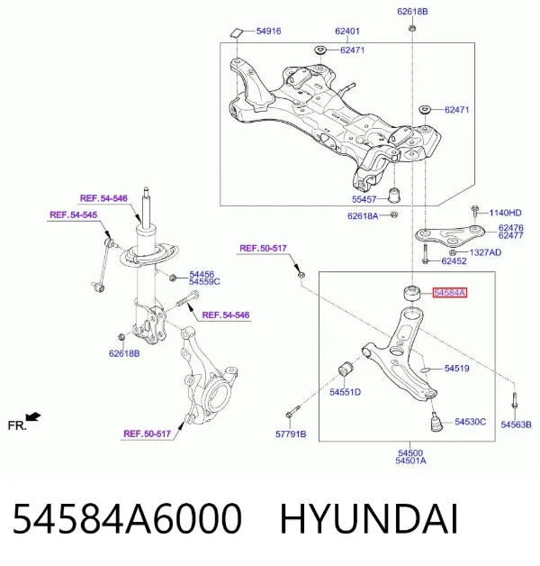 Silentblock przedniego wahacza dolnego 54584A6000 Hyundai/Kia