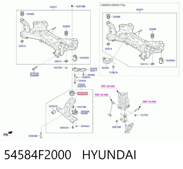 Silentblock przedniego wahacza dolnego 54584F2000 Hyundai/Kia
