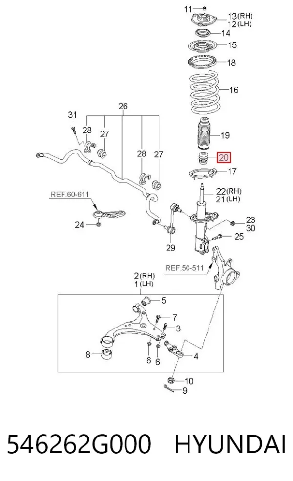 Odbój amortyzatora przedniego 546262G000 Hyundai/Kia
