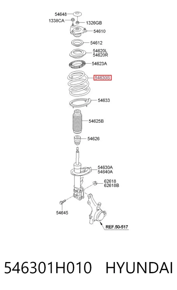 Sprężyna przednia 546301H010 Hyundai/Kia