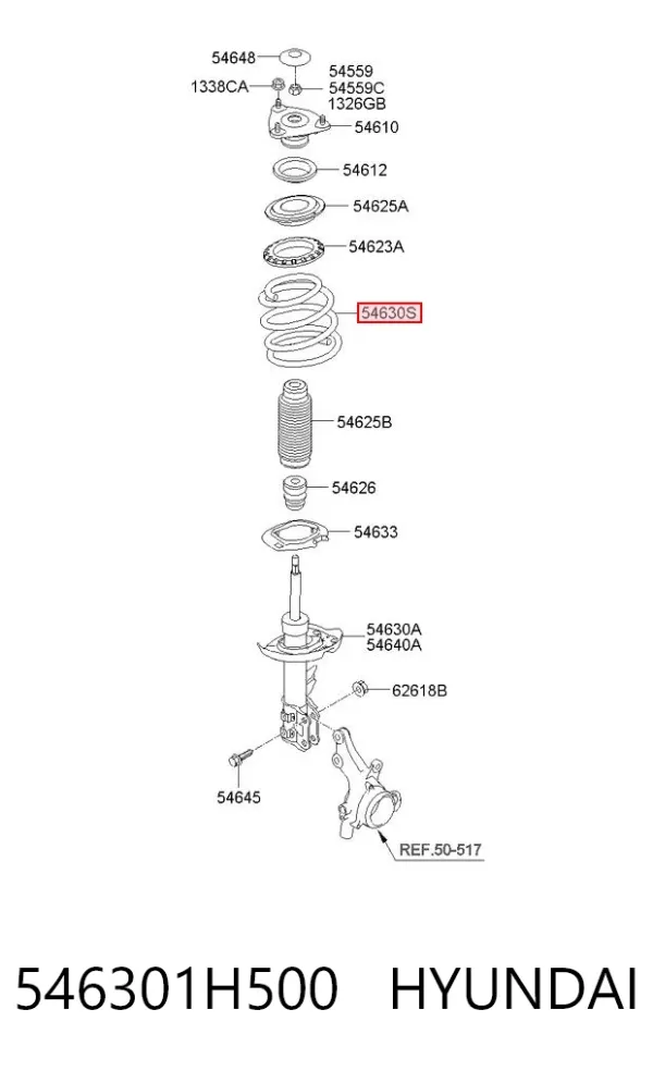 Sprężyna przednia 546301H500 Hyundai/Kia