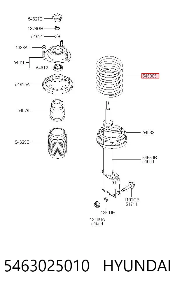 Sprężyna przednia 5463025010 Hyundai/Kia