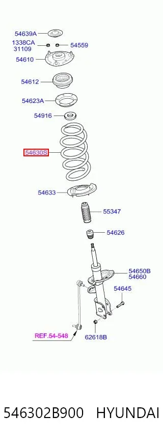 Sprężyna przednia 546302B900 Hyundai/Kia