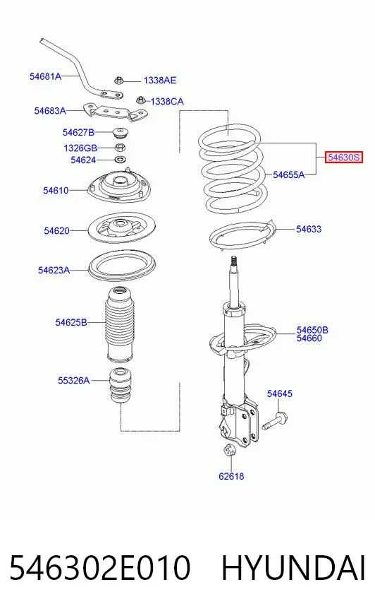 Sprężyna przednia 546302E010 Hyundai/Kia