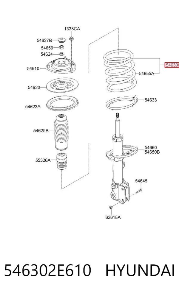 Sprężyna przednia 546302E610 Hyundai/Kia