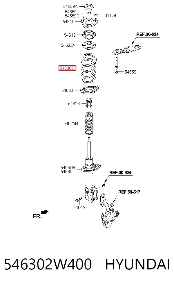 Sprężyna przednia 546302W400 Hyundai/Kia